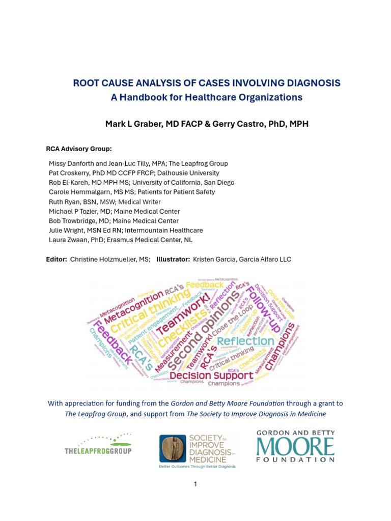 Root Cause Analysis of Cases Involving Diagnosis A Handbook For ...