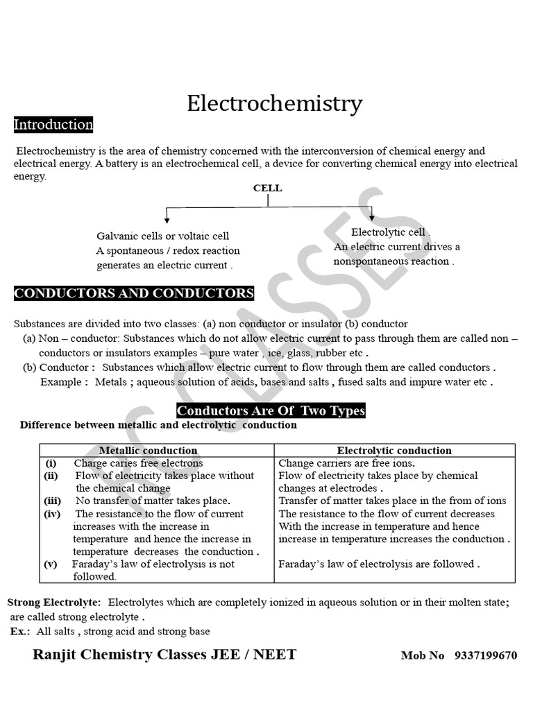 Electrochemistry New Booklet | PDF | Electrochemistry | Electric Current