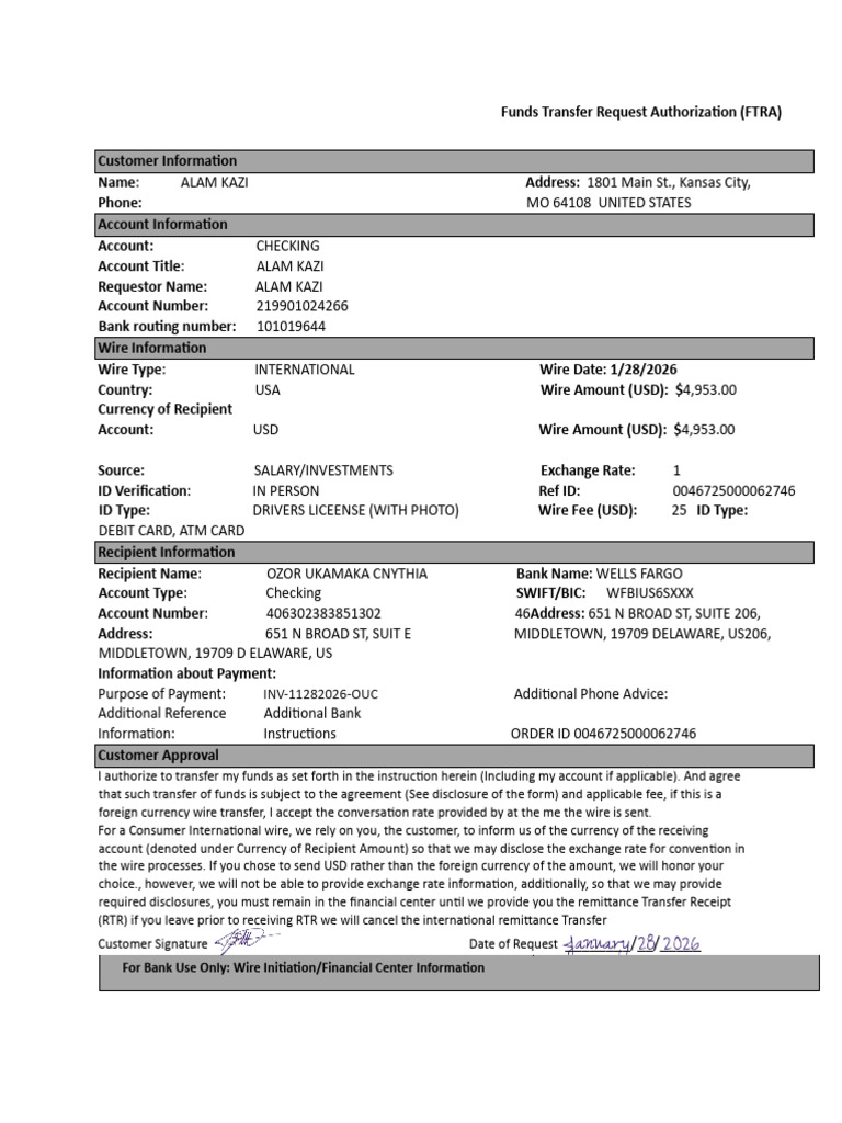 Funds Transfer Slip | PDF | Banks | Wire Transfer