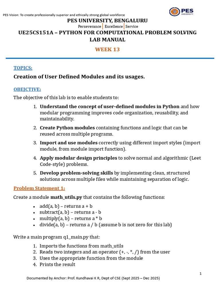 WEEK 14 Lab Student 2025 | PDF | Modular Programming | Python ...