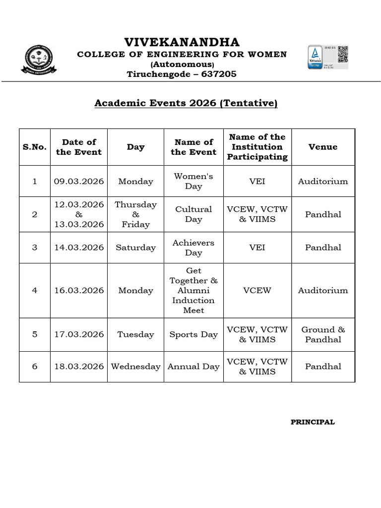 Events List 2025-2026 | PDF