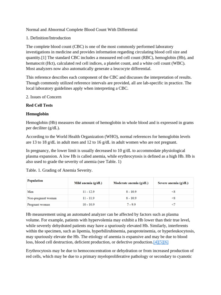 Normal and Abnormal Complete Blood Count With Differential - TA | PDF ...