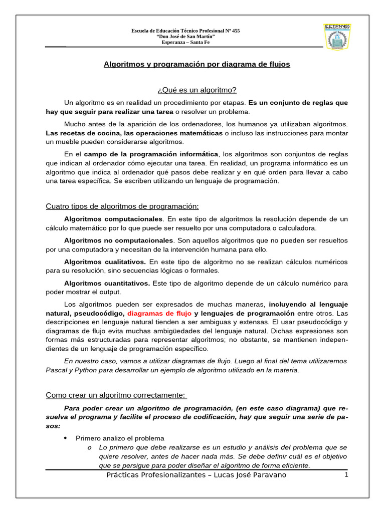 5.1 Algoritmo y Diagramas | PDF | Algoritmos | Programación de computadoras
