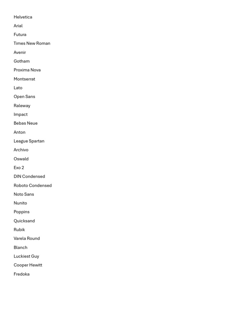 Fonts List | PDF