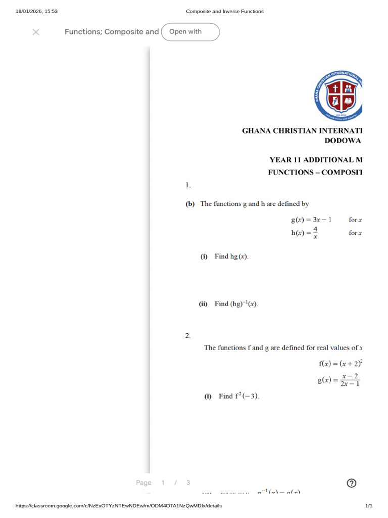Composite and Inverse Functions | PDF