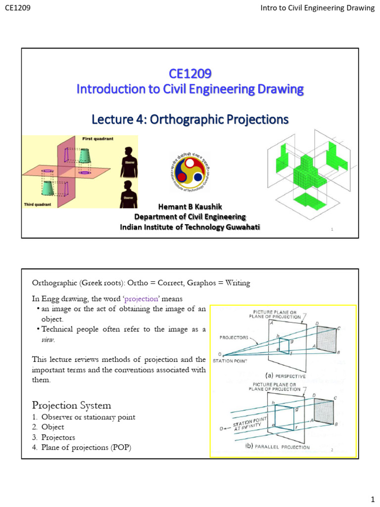 CE1209 Orthographic Projections - HBK | PDF | Technical Drawing | Geometry
