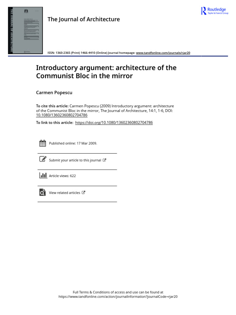 Introductory Argument Architecture of The Communist Bloc in The Mirror ...