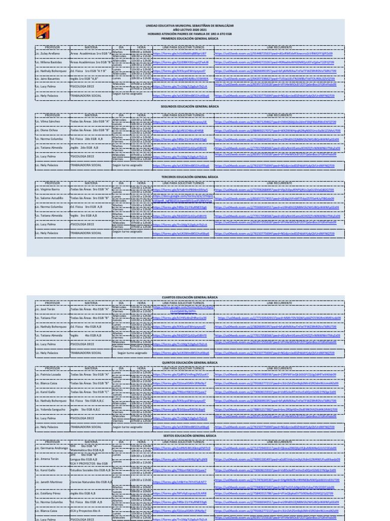 Horario Apf | PDF