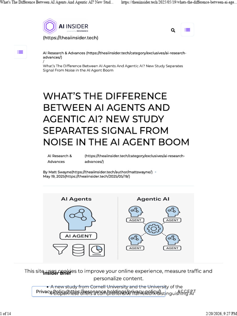 What's The Difference Between AI Agents and Agentic AI | PDF