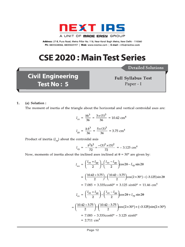 Test-5. CE CSE Mains Full Syllabus Test-1 (2020) Solutions | PDF