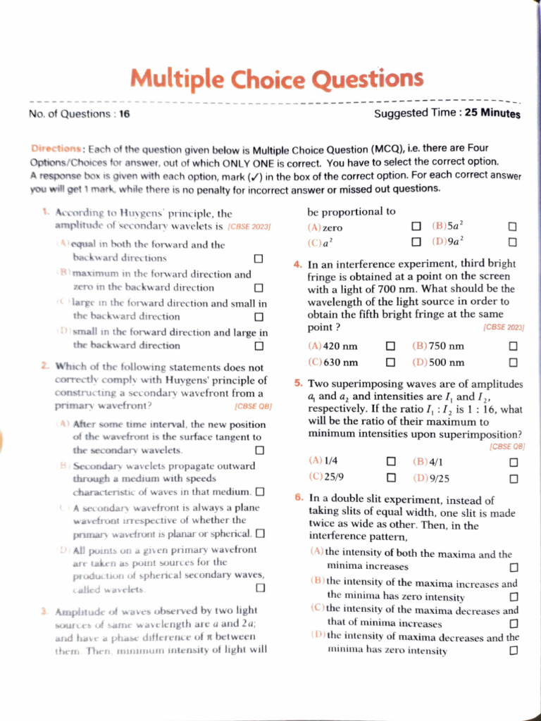 Chp-10 Wave Optics MCQ, AR's and Case Study | PDF | Diffraction ...