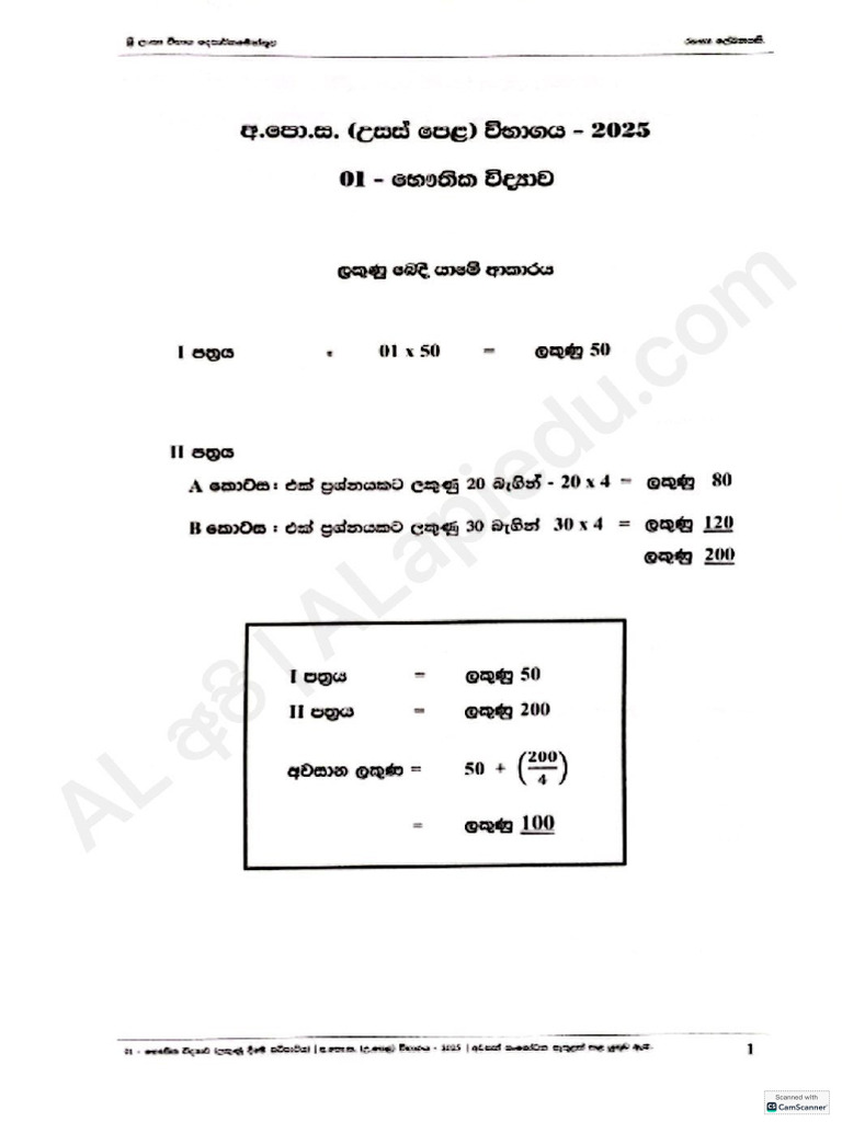 2025al Physics Full Marking @al API | PDF
