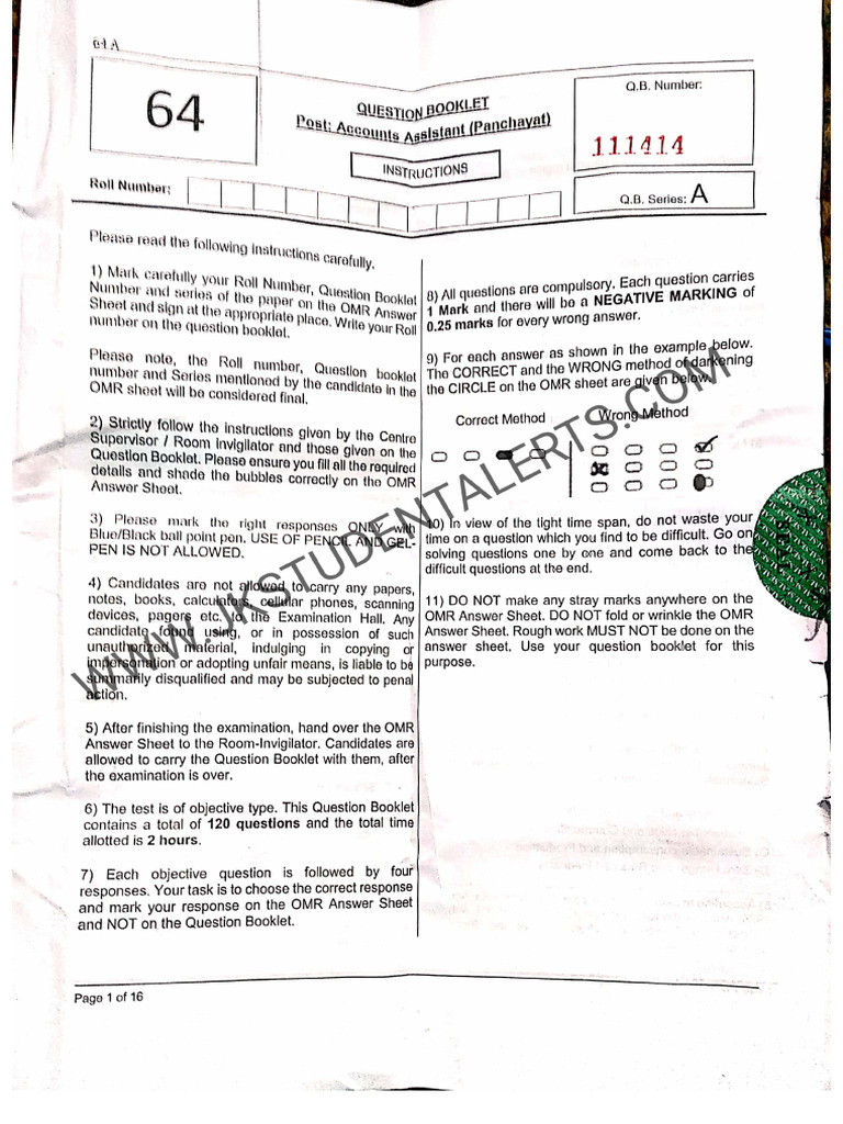 JK SSB Accounts Ass Paper 2020 | PDF