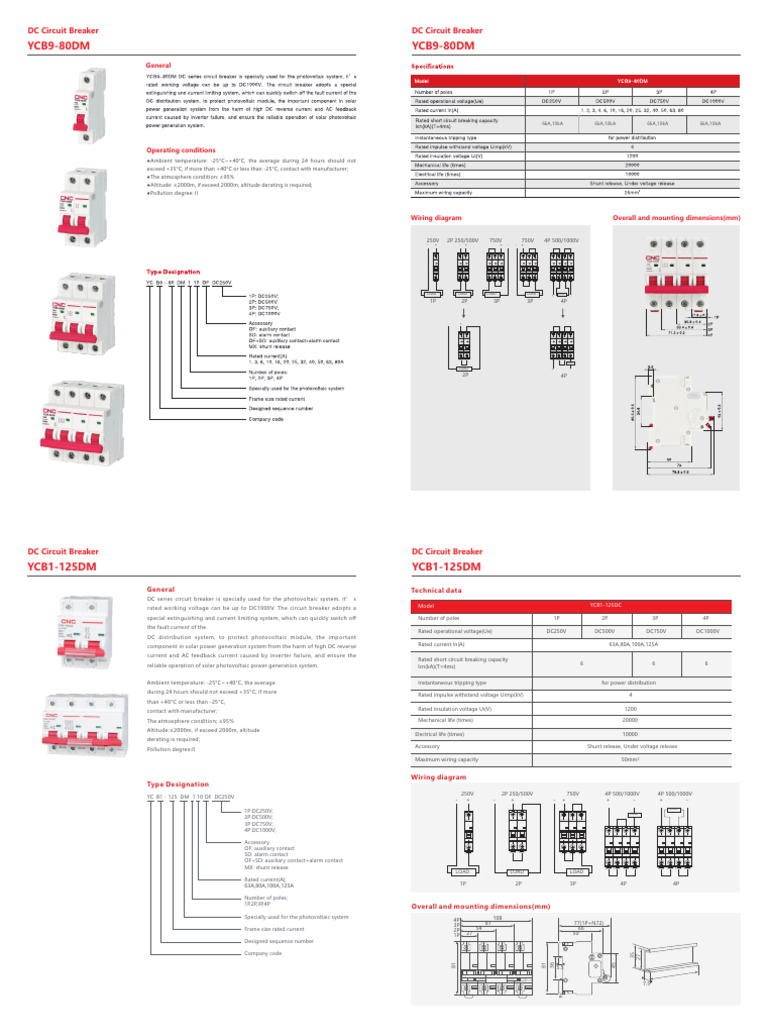 DC MCB Specification | PDF | Photovoltaic System | Direct Current