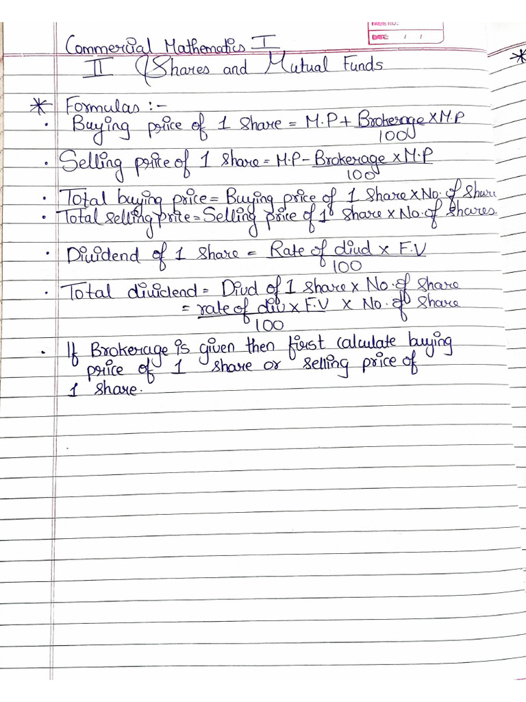 Commercial Mathematics 1 Unit 2 Notes | PDF