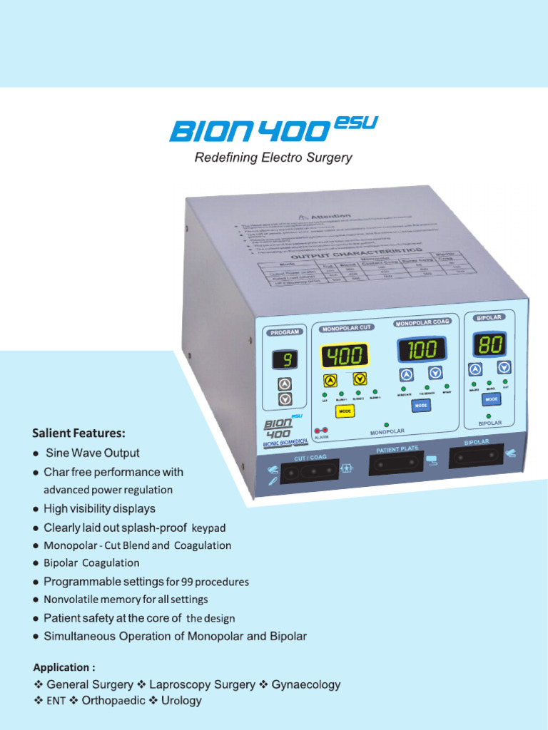 Bion 400 Electrosurgical Unit | PDF