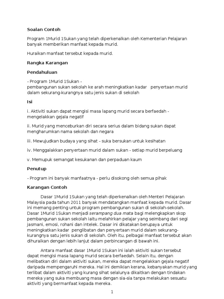 1 Murid 1 Sukan Pdf