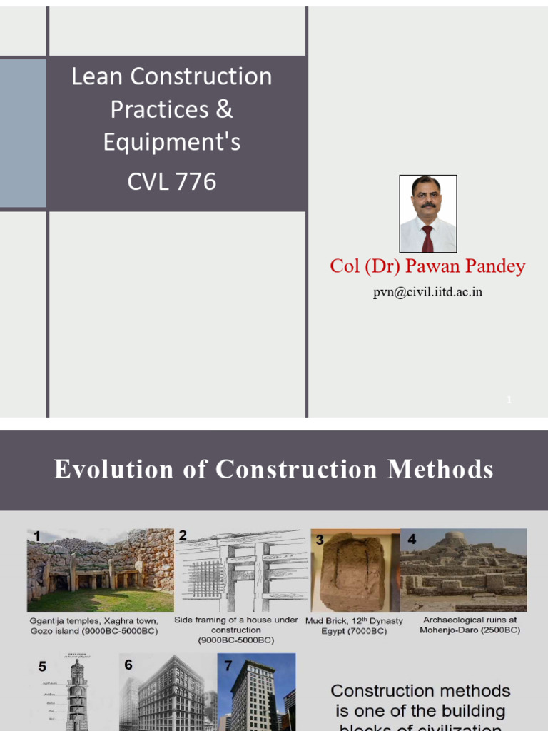 Lean Construction Practices & Equipment's CVL 776: Col (DR) Pawan ...