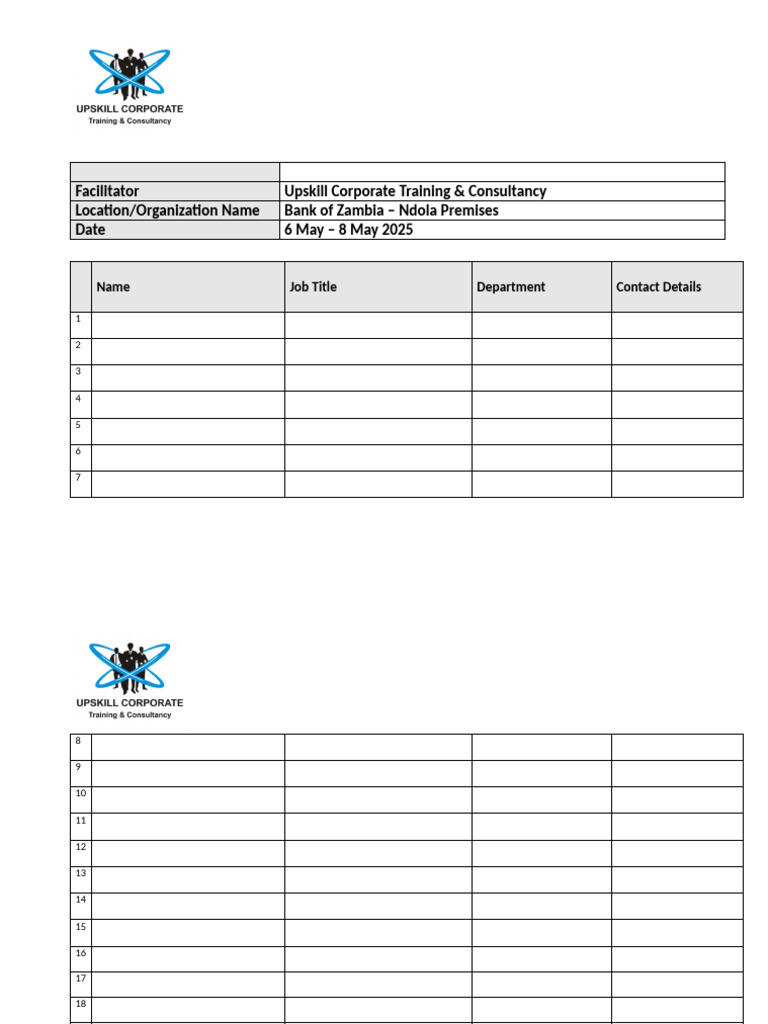 Course Register Supervisory Training - Bank of Zambia | PDF
