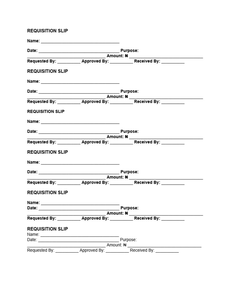 Requisition Slips (5-Up Vertical) | PDF
