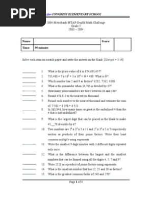 Grade 5 MTAP Test_1_2004