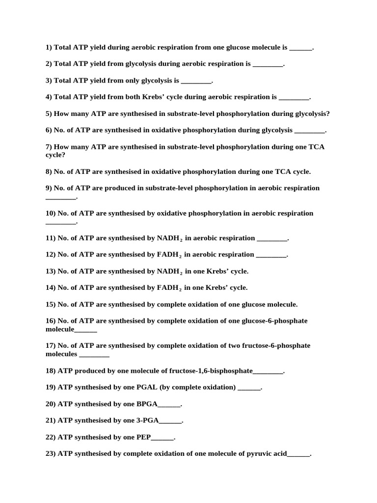 ATP Questions.. | PDF