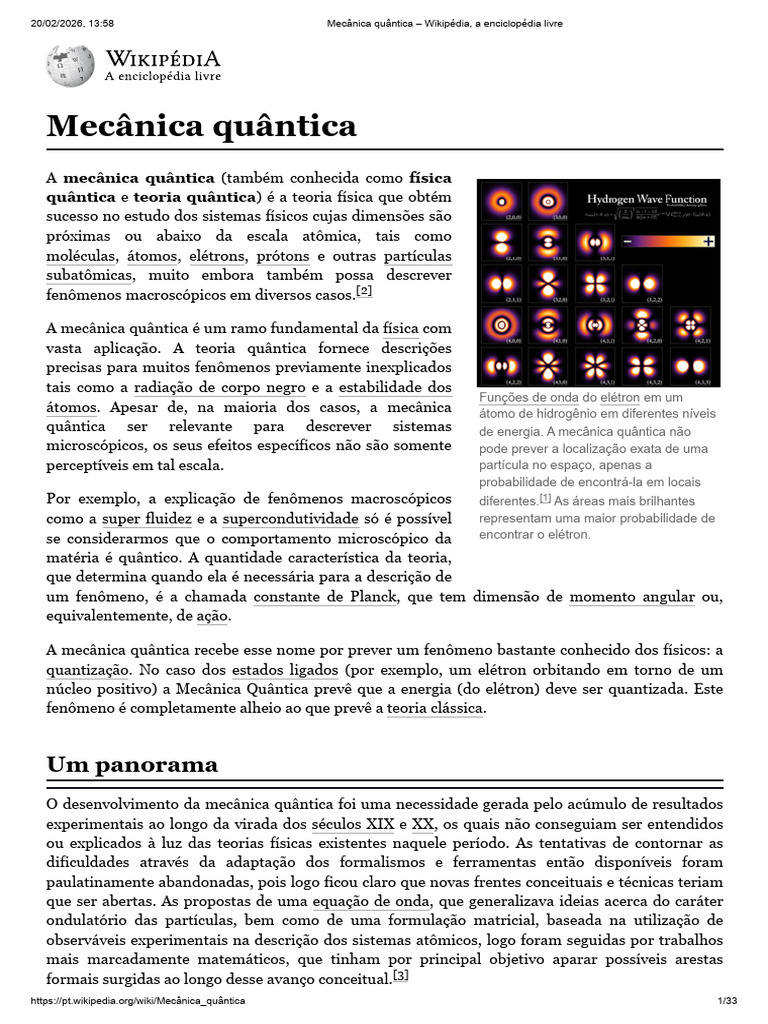 Mecânica Quântica - Wikipédia, A Enciclopédia Livre | PDF | Mecânica ...