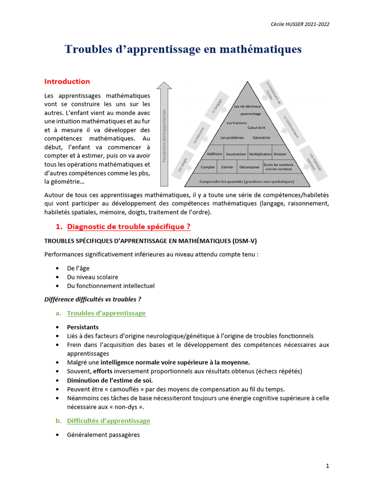 (21-22) CÃ©cileHusser - Maths - PEC - SynthÃ Se | PDF | Trouble d ...