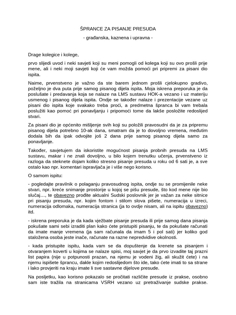 Sprance Za Pisanje Presuda | PDF