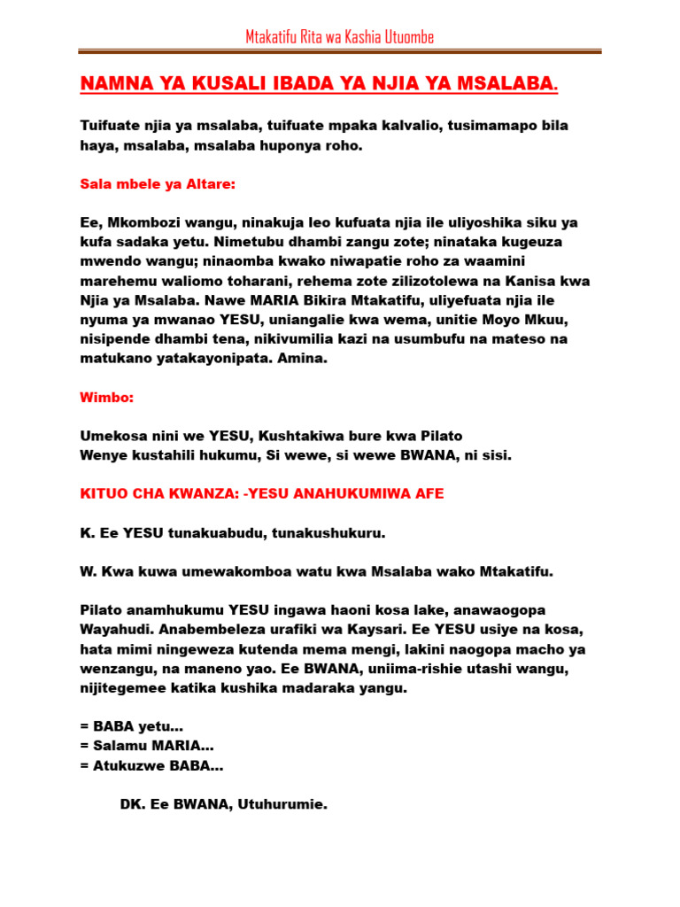 Ibada Ya Njia Ya Msalaba Og PDF-1 | PDF