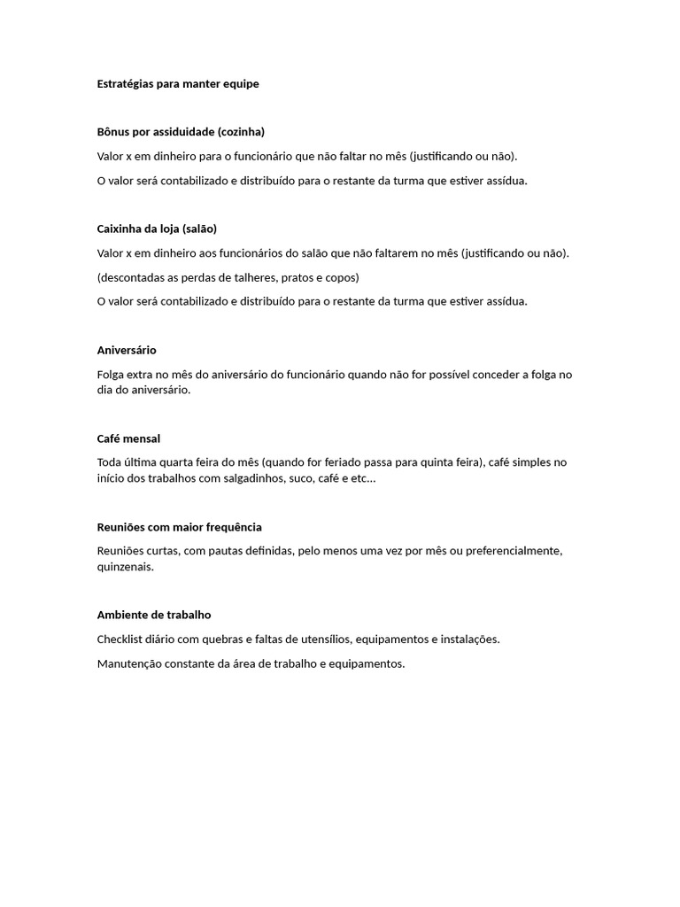 Estratégias para Manter Equipe | PDF