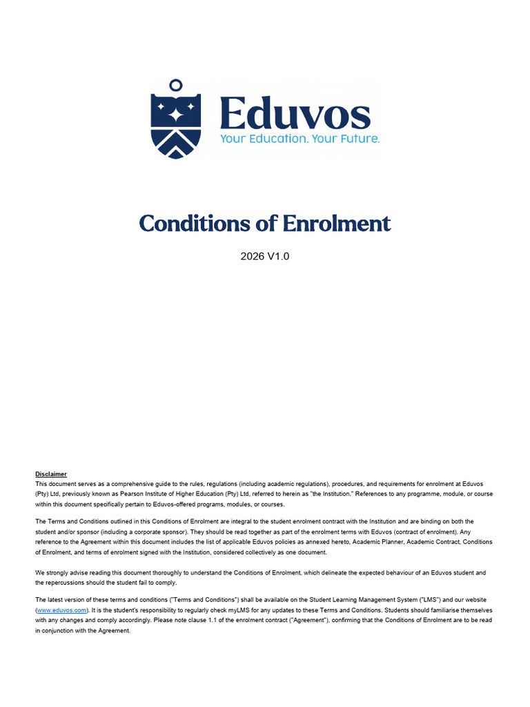 Conditions of Enrolment 11 November 2026 V1.0 | PDF | Banks | Payments