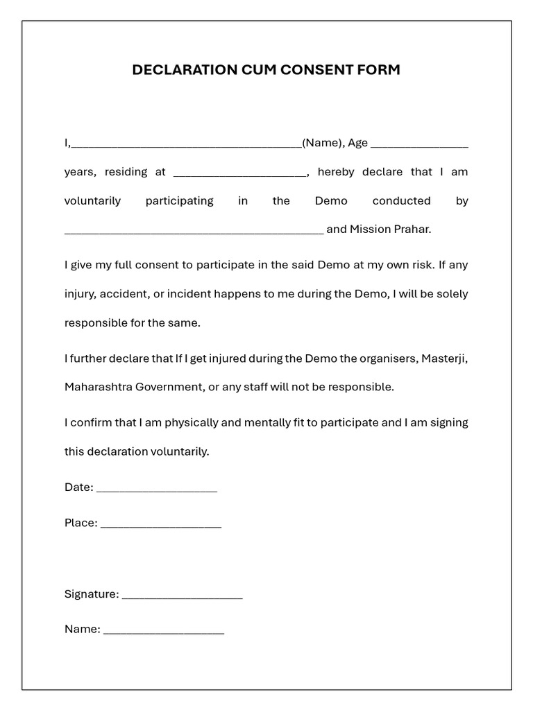 Declaration Cum Consent Form | PDF