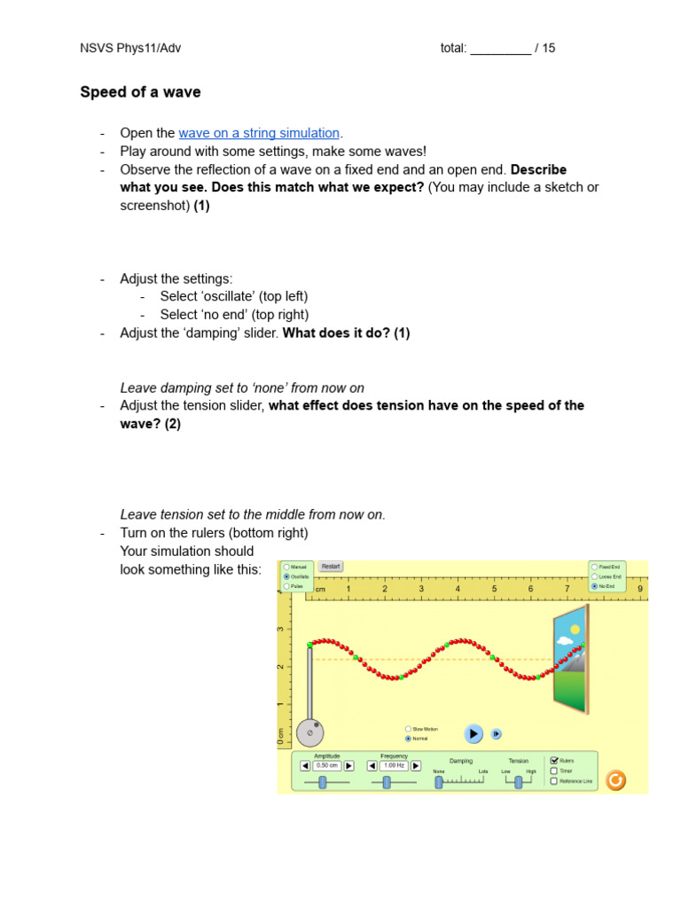 Exploration 4.1.05 Speed of A Wave | PDF | Waves | Wavelength