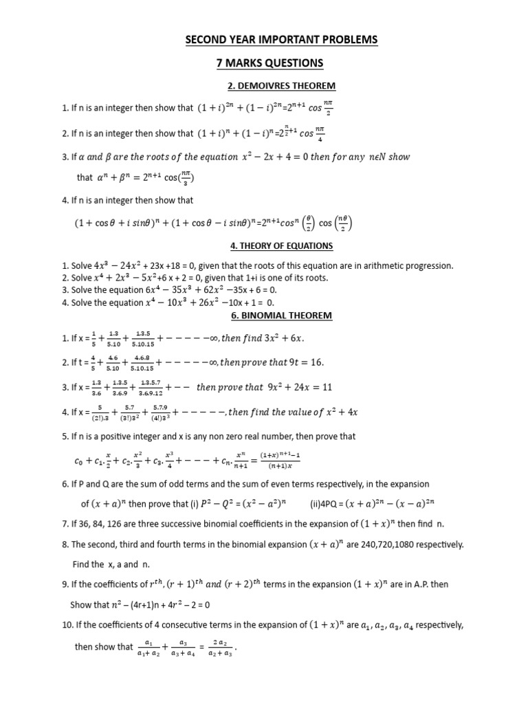 Second Year Important Problems | PDF | Ellipse | Perpendicular