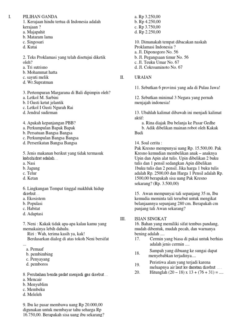 Soal Cerdas Cermat 1