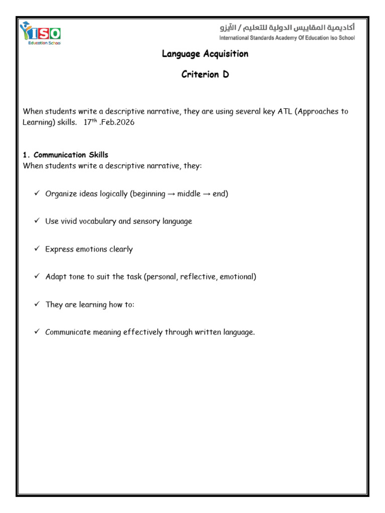 Writing ATL Year 2 LA | PDF