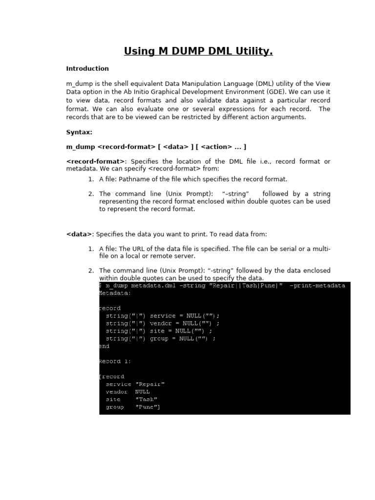 M Dump | PDF | Parameter (Computer Programming) | Command Line Interface