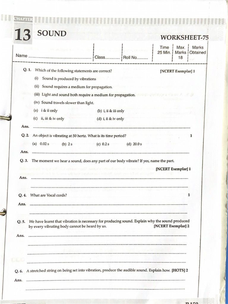 Class 8 Science Worksheet | PDF