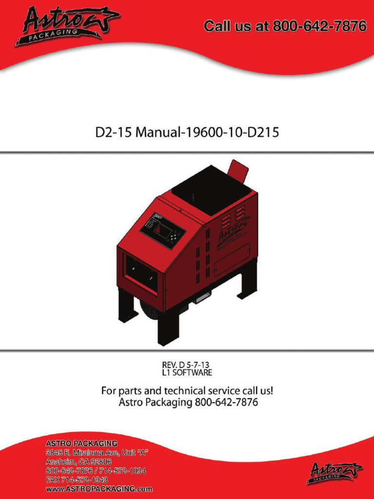 Astro d2 15 Hot Melt Unit Manual | PDF | Alternating Current | Pump