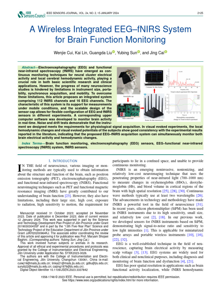 A Wireless Integrated EEGfNIRS System For Brain Function Monitoring ...