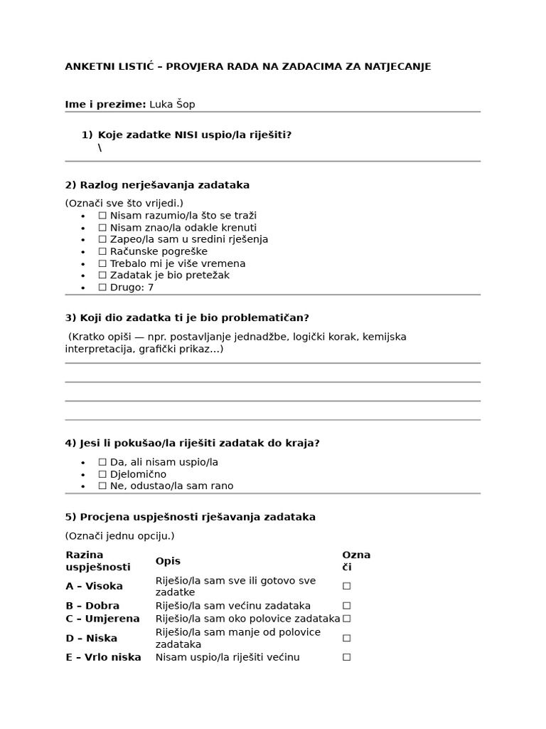 Anketa - 1 | PDF