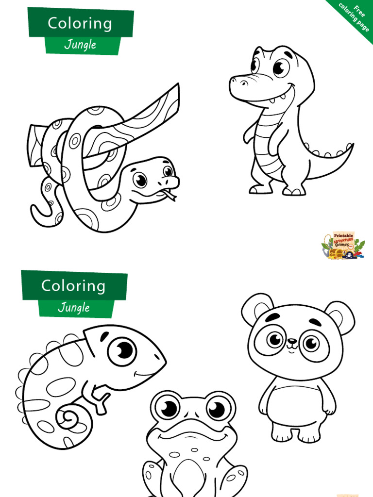 Free Coloring Page Animal Jungle | PDF