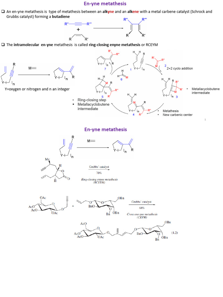 Lectures 6 and 7 CSO201 Metathesis Part | PDF | Polymerization | Alkene