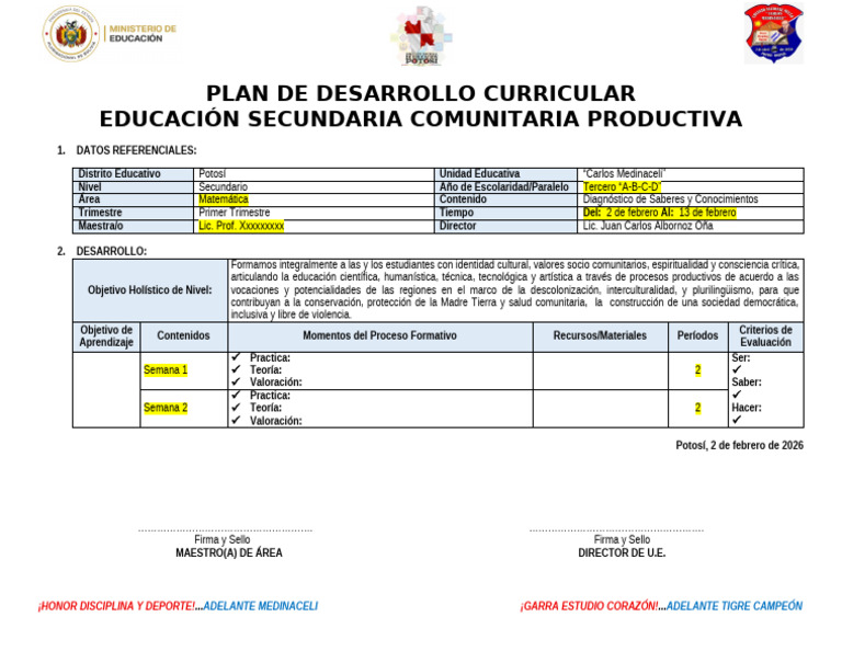 Formato PDC Diagnóstico 2026 | PDF