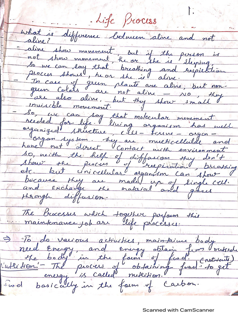 Notes of CH - Life Process | PDF