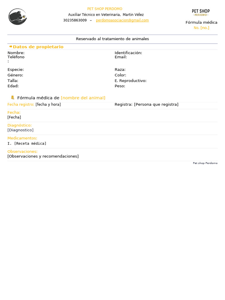 Formula Medica Pet Shop Perdomo | PDF