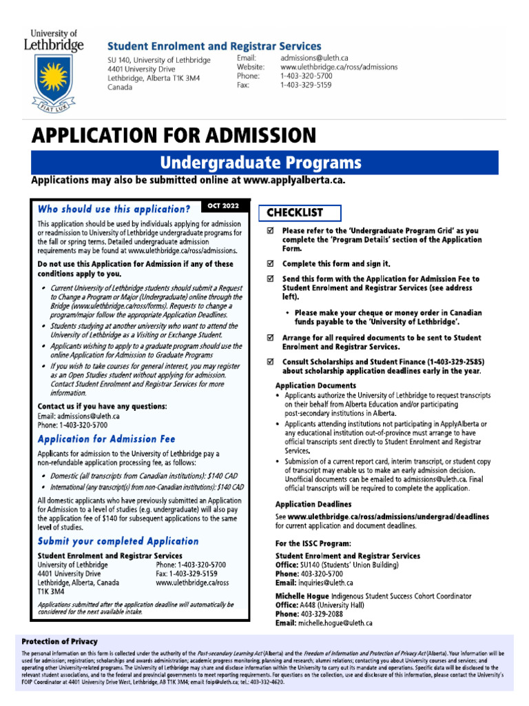 Undergrad Application Form | PDF
