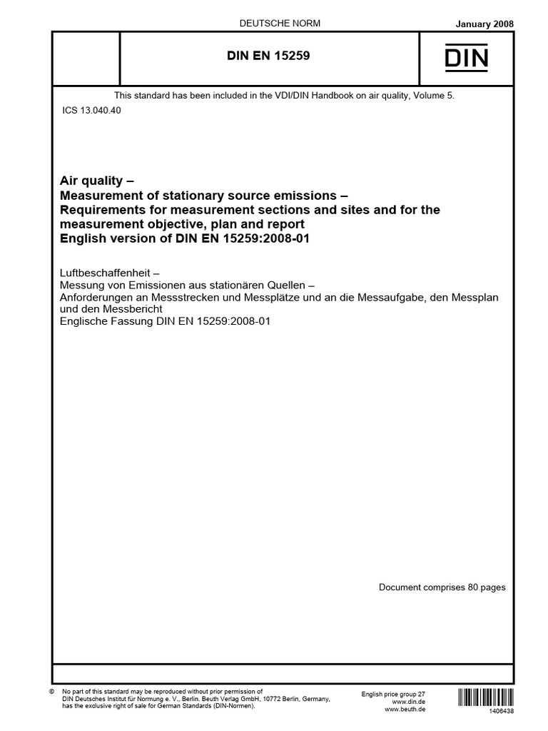 Norma Din - en - 15259 - 2008-01 - en | PDF | Measurement | Calibration