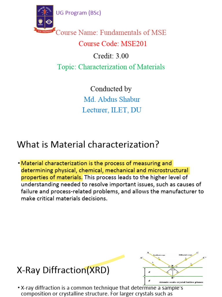 Characterization of Materials 1 | PDF | Thermogravimetric Analysis ...